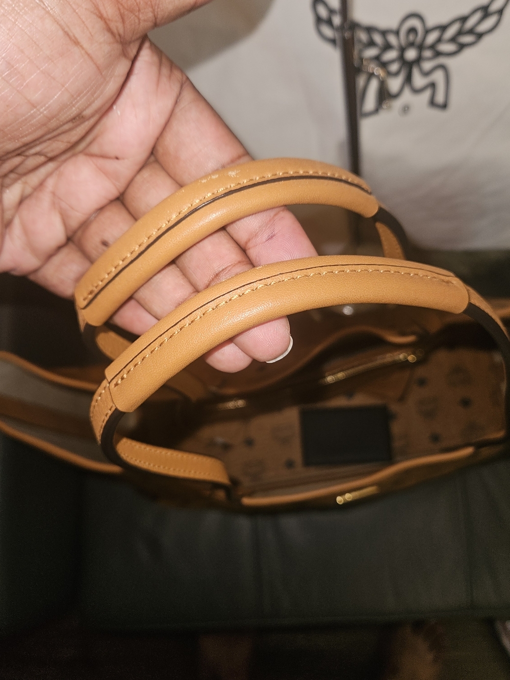 MCM Cognac Visetos Logo Tote W/ Pouch - Picture 5 of 12